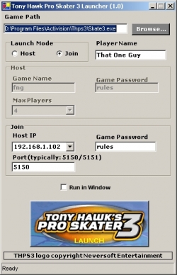 Tony Hawk's Pro Skater 3 Launcher - click to see full size image.